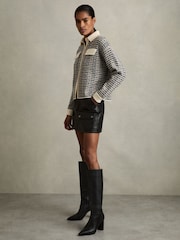 Reiss Navy/Camel Margot Wool-Cashmere Houndstooth Cardigan - Image 3 of 6