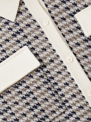 Reiss Navy/Camel Margot Wool-Cashmere Houndstooth Cardigan - Image 6 of 6