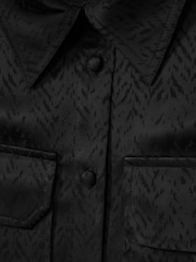Reiss Black Hettie Herringbone-Jacquard Satin Shirt - Image 6 of 6