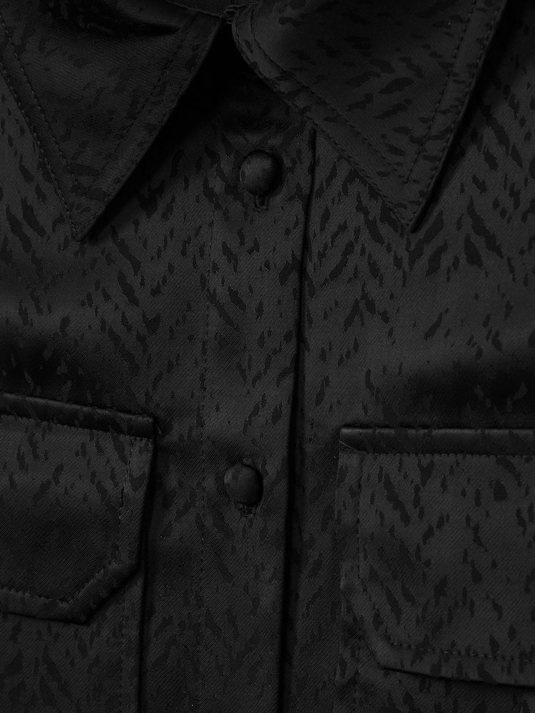 Reiss Black Hettie Herringbone-Jacquard Satin Shirt - Image 6 of 6