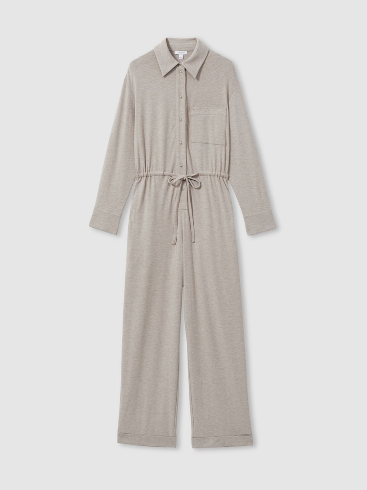 Rehbraun - Reiss Rita Thermo-Jumpsuit mit Kordelzug aus Jersey-Material - Bild 2 von 6 Rehbraun - Reiss Rita Thermo-Jumpsuit mit Kordelzug aus Jersey-Material - Bild 2 von 6