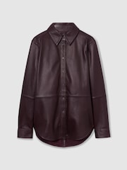 Reiss Oxblood Tora Atelier Leather Shirt - Image 2 of 7