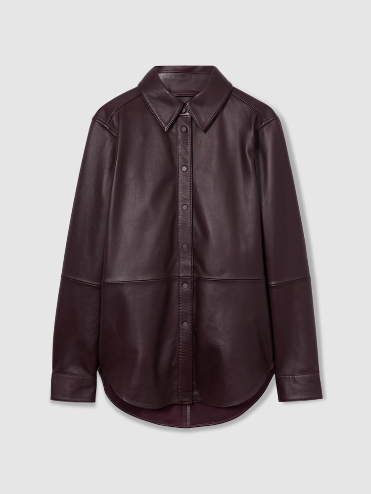 Reiss Oxblood Tora Atelier Leather Shirt - Image 2 of 7