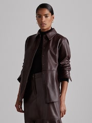 Reiss Oxblood Tora Atelier Leather Shirt - Image 3 of 7