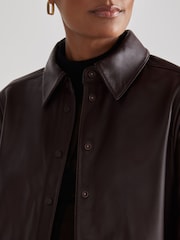 Reiss Oxblood Tora Atelier Leather Shirt - Image 4 of 7