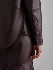 Reiss Oxblood Tora Atelier Leather Shirt - Image 5 of 7