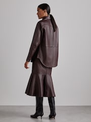 Reiss Oxblood Tora Atelier Leather Shirt - Image 6 of 7