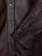 Reiss Oxblood Tora Atelier Leather Shirt - Image 7 of 7