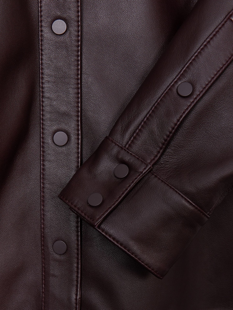 Reiss Oxblood Tora Atelier Leather Shirt - Image 7 of 7