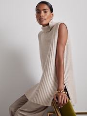 Reiss Neutral Darcey Atelier Wool-Blend Buttoned-Sleeve Jumper with Cashmere - Image 4 of 7