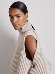 Reiss Neutral Darcey Atelier Wool-Blend Buttoned-Sleeve Jumper with Cashmere - Image 5 of 7