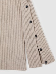 Reiss Neutral Darcey Atelier Wool-Blend Buttoned-Sleeve Jumper with Cashmere - Image 7 of 7