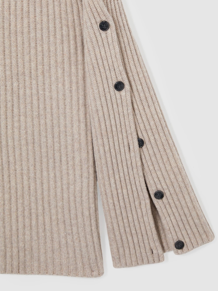 Reiss Neutral Darcey Atelier Wool-Blend Buttoned-Sleeve Jumper with Cashmere - Image 7 of 7 Reiss Neutral Darcey Atelier Wool-Blend Buttoned-Sleeve Jumper with Cashmere - Image 7 of 7