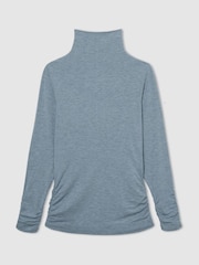 Reiss Blue Louisa Ruched Jersey Top with Wool - Image 2 of 6