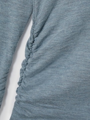 Reiss Blue Louisa Ruched Jersey Top with Wool - Image 6 of 6