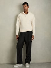 Reiss Off White Creek Brushed-Corduroy Half-Zip Jumper - Image 1 of 6