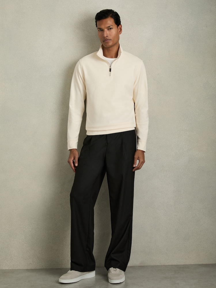 Reiss Off White Creek Brushed-Corduroy Half-Zip Jumper - Image 1 of 6