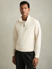 Reiss Off White Creek Brushed-Corduroy Half-Zip Jumper - Image 3 of 6