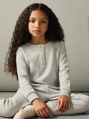 Reiss Grey Taylor 4-9 yrs Cotton Blend Jersey Waffle Top And Trousers Set - Image 4 of 5