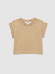 Reiss Camel Terry 9-13 yrs Cotton-Jersey Cropped T-Shirt - Image 2 of 4