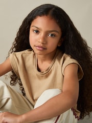 Reiss Camel Terry 9-13 yrs Cotton-Jersey Cropped T-Shirt - Image 3 of 4