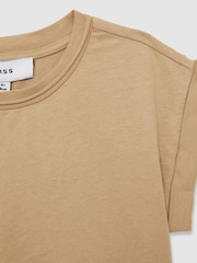 Reiss Camel Terry 9-13 yrs Cotton-Jersey Cropped T-Shirt - Image 4 of 4
