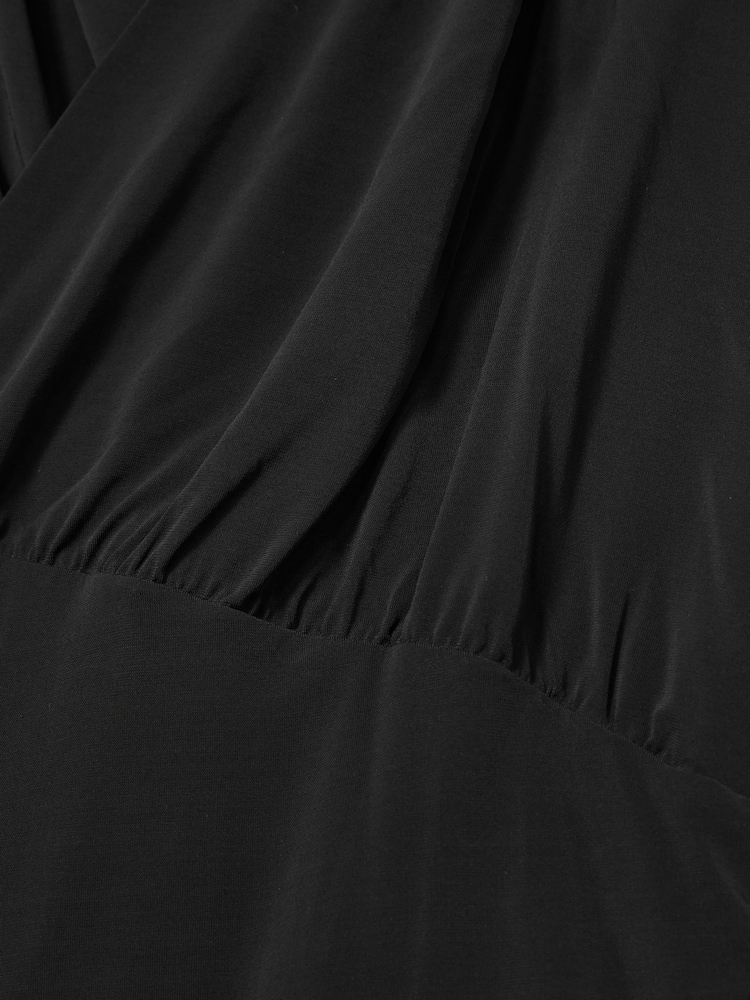 Reiss Black Peyton Mesh Wrap-Neck Ruched Top - Image 5 of 5