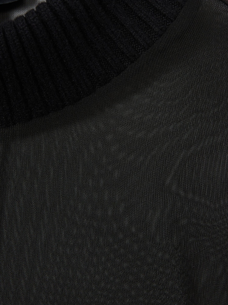Reiss Black Amber Atelier Sheer-Jersey Funnel-Neck Top - Image 6 of 6