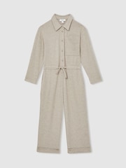 Reiss Oatmeal Rita 13-14 yrs Jersey Mélange Drawstring Boilersuit - Image 1 of 4