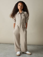 Reiss Oatmeal Rita 13-14 yrs Jersey Mélange Drawstring Boilersuit - Image 2 of 4