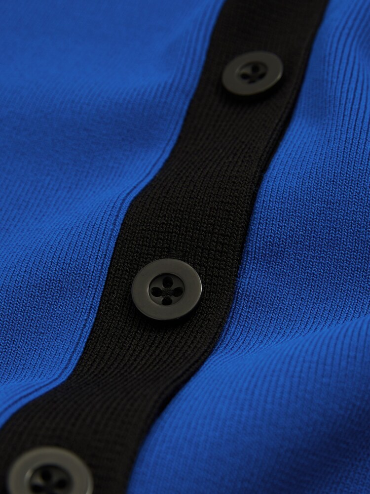 Florere Bright Blue Contrast Trim Cropped Cardigan - Image 6 of 6