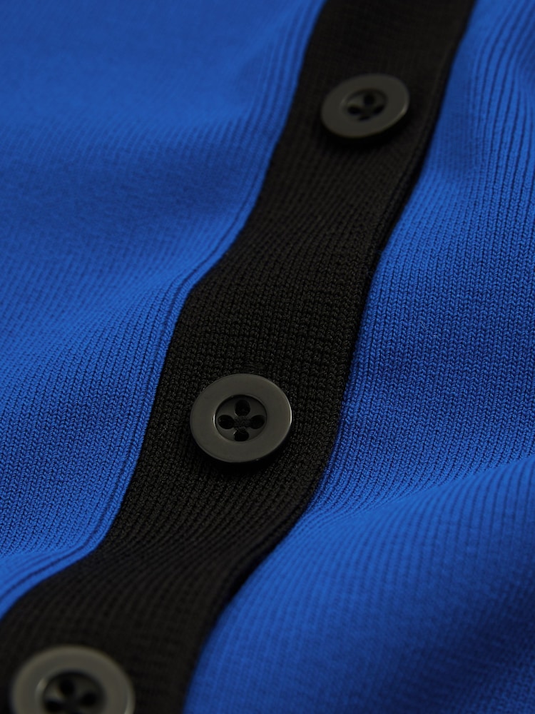 Florere Bright Blue Contrast Trim Cropped Cardigan - Image 6 of 6 Florere Bright Blue Contrast Trim Cropped Cardigan - Image 6 of 6