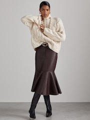 Reiss Cream Aubrey Atelier Wool and Cashmere Cabled Jumper - Image 1 of 7