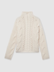 Reiss Cream Aubrey Atelier Wool and Cashmere Cabled Jumper - Image 2 of 7