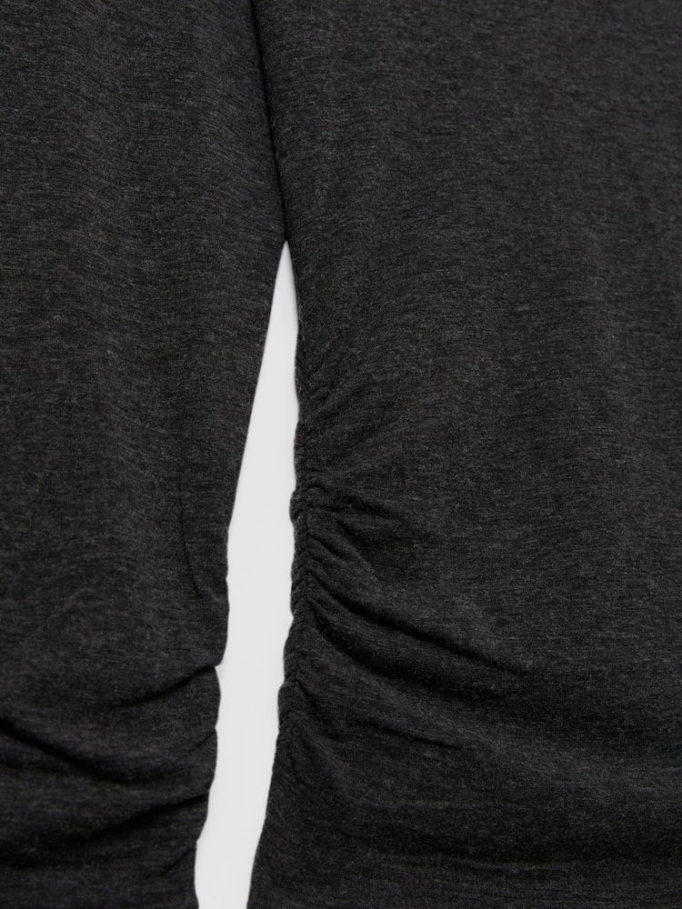 Reiss Black Louisa Ruched Jersey Top with Wool - Image 6 of 6