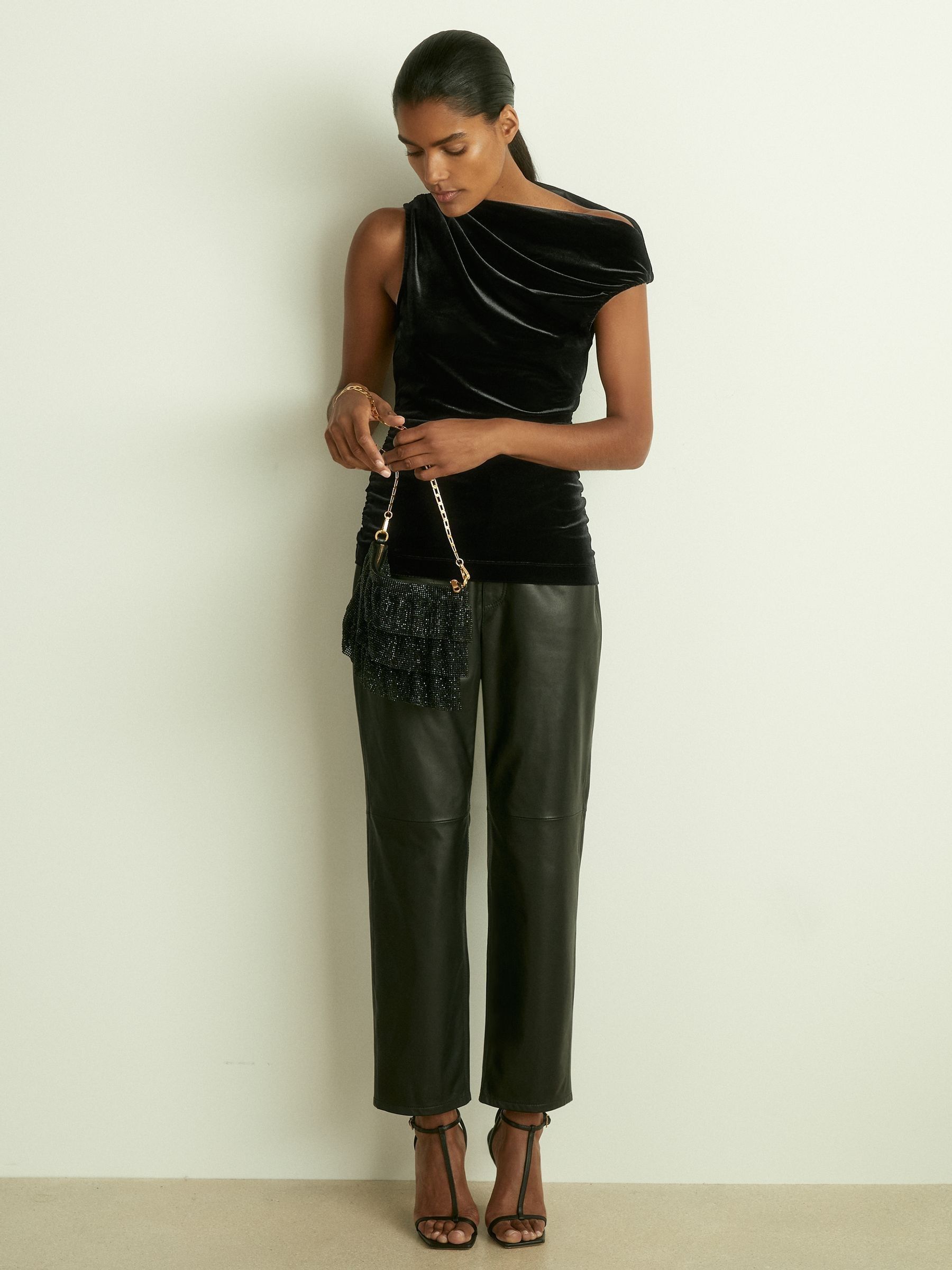 off shoulder black velvet top
