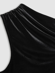 Reiss Black Dylan Velvet Drape Off-Shoulder Top - Image 6 of 6