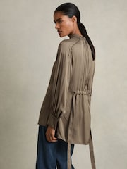 Reiss Mink Lina Woven High-Neck Belted Blouse - Image 6 of 7