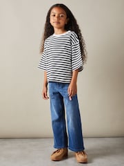 Reiss Navy Sassy 4-9 yrs Oversized Striped Cotton T-Shirt - Image 1 of 4