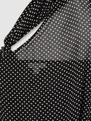Reiss Black Tina One-Shoulder Polka-Dot Georgette Top - Image 6 of 6