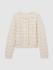Reiss Felicity Tweed Effect Cardigan with Merino - Slika 2 iz 7