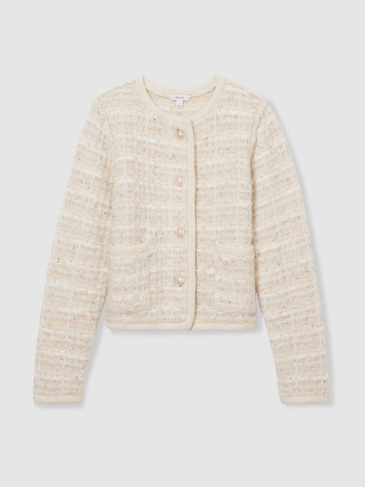 Reiss Felicity Tweed Effect Cardigan with Merino - Slika 2 iz 7