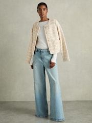 Reiss Felicity Tweed Effect Cardigan with Merino - Slika 3 iz 7