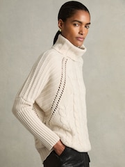 Reiss Cream Penny Wool-Cashmere Chunky Cable-Knit Jumper - Image 1 of 6