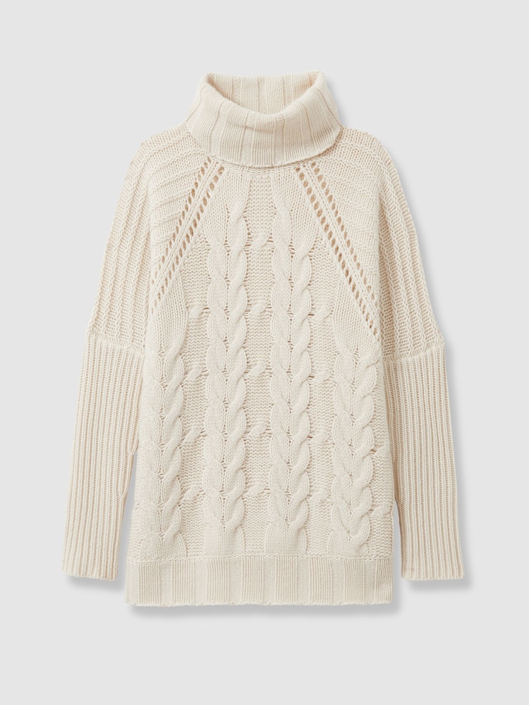 Reiss Cream Penny Wool-Cashmere Chunky Cable-Knit Jumper - Image 2 of 6