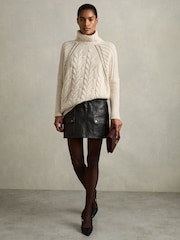 Reiss Cream Penny Wool-Cashmere Chunky Cable-Knit Jumper - Image 3 of 6