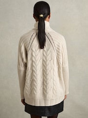 Reiss Cream Penny Wool-Cashmere Chunky Cable-Knit Jumper - Image 5 of 6