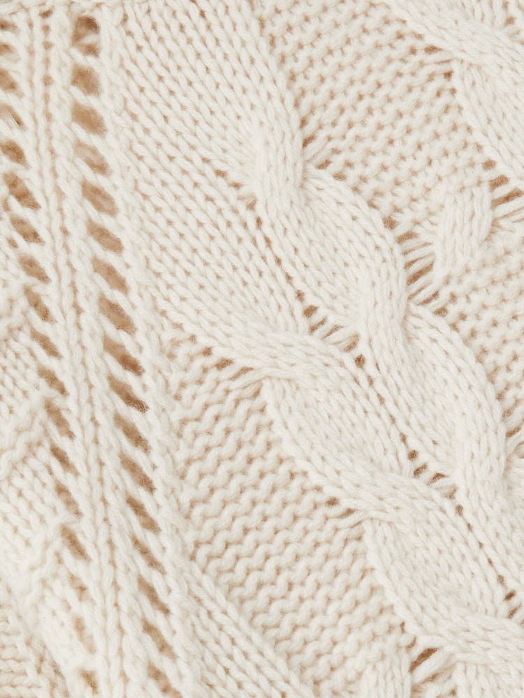 Reiss Cream Penny Wool-Cashmere Chunky Cable-Knit Jumper - Image 6 of 6