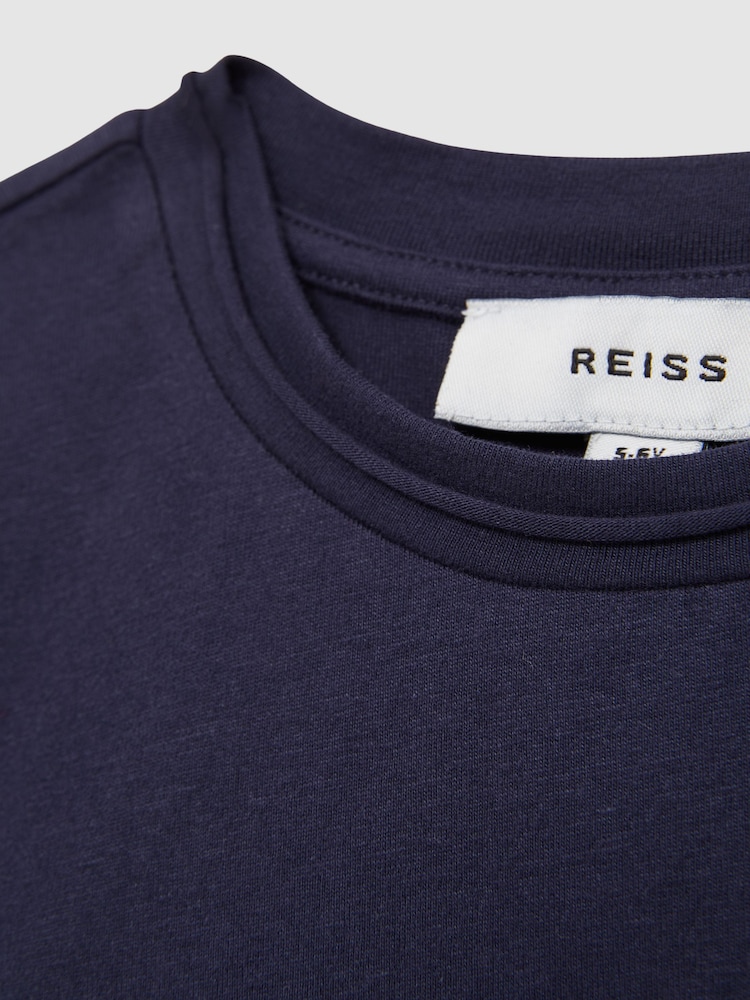 Reiss Navy Terry 9-13 yrs Cotton-Jersey Cropped T-Shirt - Image 4 of 4
