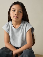 Reiss Grey Terry 9-13 yrs Cotton-Jersey Cropped T-Shirt - Image 3 of 4